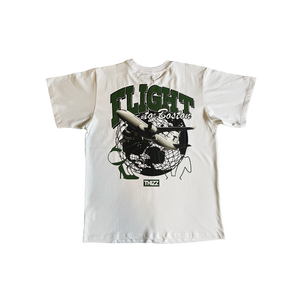 White "Flight to Boston" Graphic Tee